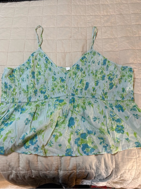 BP. Tops - BP Nordstrom Floral Smocked Peplum Cami Top Blue Green Plus Size 2X NWT